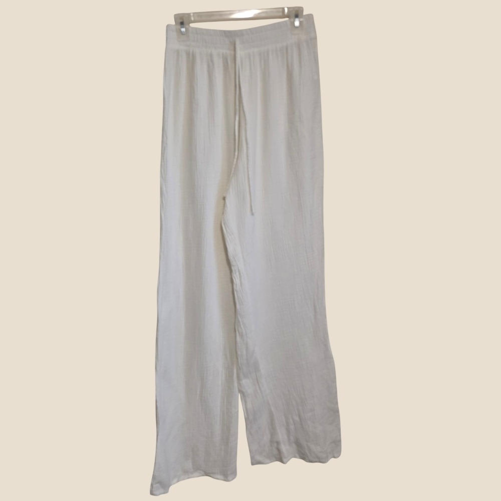 Altar'd State Swim Womens White Gauze Cotton Pants Size Small Wide Leg Beach